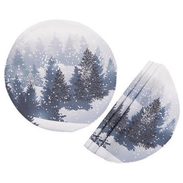Winter Wonderland Double layer 16-Inch Round Christmas Placemat, Set of 4