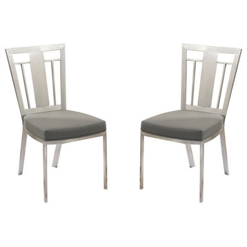 Cleo Dining Chairs, Gray and Stainless Steel, Set of 2