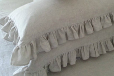 Natural Linen Ruffle Pillow Covers
