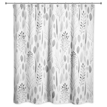 Watercolor Leaves 3 71x74 Shower Curtain