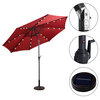 Costway 10ft Patio Solar Umbrella LED Patio Steel Tilt w/ Crank Burgundy