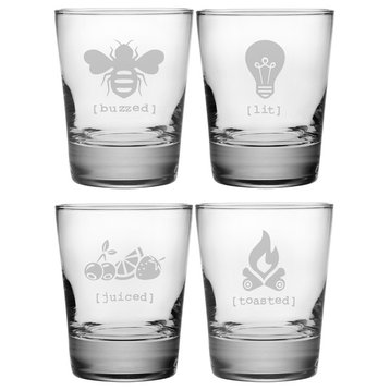 Tipsy 4-Piece Double Old Fashioned Glass Set