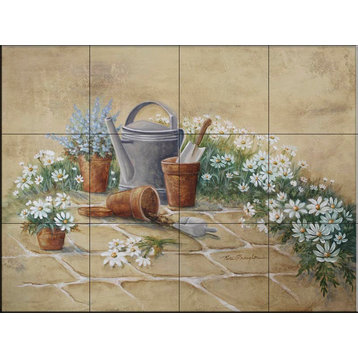 Tile Mural Kitchen Backsplash - Spring Garden-RB - by Rita Broughton