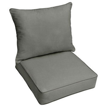 Sunbrella Canvas Charcoal Outdoor Deep Seating Pillow and Cushion Set, 25x25