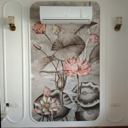 Big Lotus Leaves, Premium Indian Wallpaper Design, Customised - Wallpaper