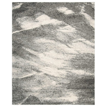 Modern Area Rug, Abstract Patterned Polypropylene, Grey/Ivory, 9'x12'