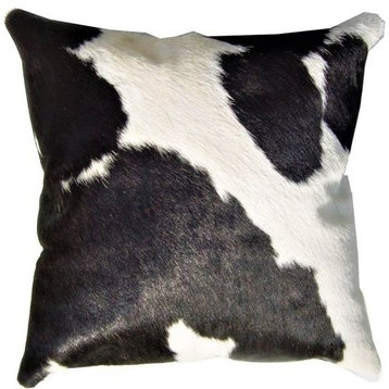 Reversible Cowhide Throw Pillows, Black & White