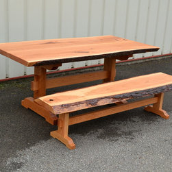 Live Edge Cherry Dining Table and Bench - Dining Sets