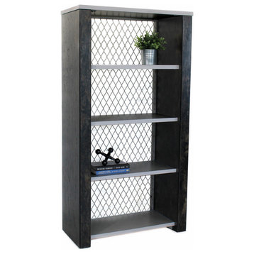 Industrial Bookcase, Metal Finish Shelves