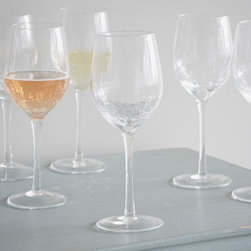 Set of Six Wine Crackle Glasses - Wine Glasses