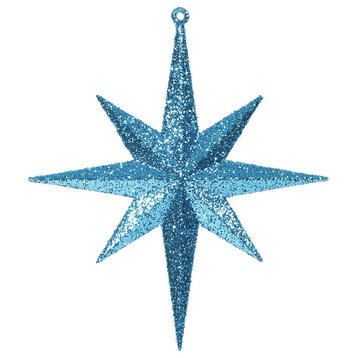 8" Turquoise Glitt Bethlehem Star 4/Box