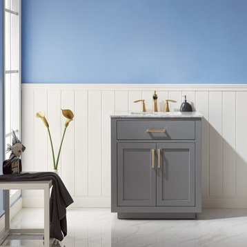 Ivy Gray Bathroom Vanity Set, 30", Without Mirror