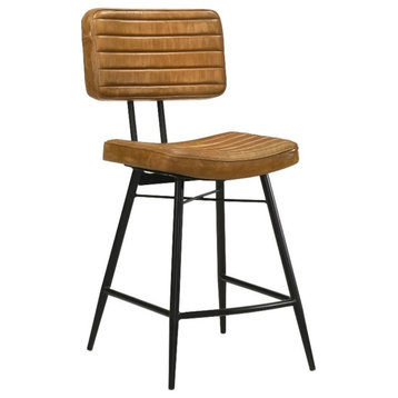 Coaster Partridge Leather Upholstered Counter Height Stools Camel