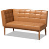 Sanford Tan Faux Leather and Brown Finish Wood 2-Piece Dining Nook Banquette Set