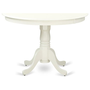 Traditional Dining Seat, Round Table With Pedestal Base & 4 Chairs, White