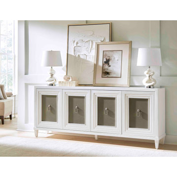 Modern Wood 70" Console With With doors, TV Stand, Fully Assembled, White