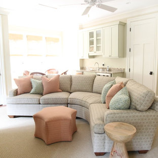 Coastal home theater photo in Charleston