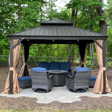Irregular Paver Patio with Gazebo