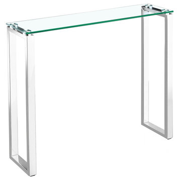 Modern Glass Console Table, Silver