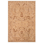 Bareens Designer Rugs - Oriental Ziegler Gabriela Tan Brown Hand-Knotted Wool Rug - 7'8'' x 9'5'' - Enhance the ambiance of your home with this magnificent Persian-influenced Turkish hand-knotted rug made by skilled artisans capable of creating the most exceptional vegetable dyes and hand-spun wool. This exquisite handmade rug is a one-of-a-kind Peshawar Kafkaz, otherwise identified as Chobi, Chobi Peshawar, Oushak, or Ziegler rug. These handmade rugs are crafted in Pakistan utilizing superior-quality wool imported from Australia, New Zealand, and Korea in two types of weaves: the Persian weave and the Mori weave. This rug is meticulously crafted by hand using the finest natural vegetable dyes extracted from local plants. The artisans use a blend of hand-spun local and fine merino wool, resulting in a rug with a compelling texture, higher lanolin content, and longer staple. The artisans occasionally incorporate natural or artificial silk into the pile to enhance specific motifs. The finished product is an awe-inspiring execution of flawless design and an understated palette that exudes elegance.