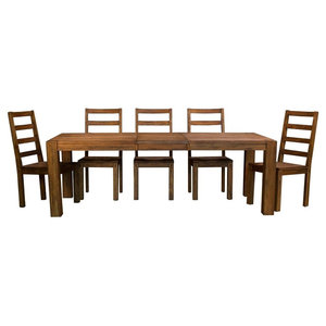 Denver Industrial Antique Brown 5 Pieces Round Dinette Set