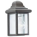 Sea Gull Lighting - Sea Gull Lighting Single Light Outdoor, Bronze - Decorative Outdoor Wall Bracket in Bronze Finish and Clear Beveled Glass. Outdoor wall lantern in bronze finish over cast aluminum with clear beveled glass.  Extends: 4 1/2''  Supplied with 6.5'' of wire Backplate: Center of outlet box up: 5''  Center of outlet box down: 3 3/4''  Clear Bulb recommended for this fixture.Single Light Outdoor Bronze *UL Approved: YES *Energy Star Qualified: n/a  *ADA Certified: n/a  *Number of Lights: Lamp: 1-*Wattage:100w 1 medium 100w bulb(s) *Bulb Included:No *Bulb Type:1 medium 100w *Finish Type:Bronze