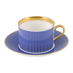 The New English - The New English Benday Cobalt Coffee Cup and Saucer - Mugs