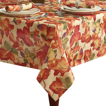 Harvest Festival Fall Leaves Tablecloth, Multi, 60"x144" Oblong
