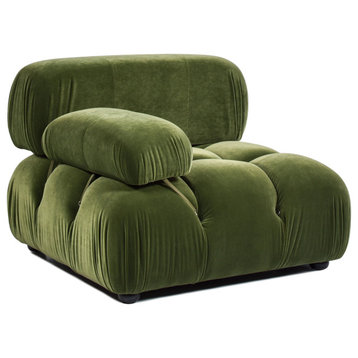 Marcel 36" Modular Modern Lounge Arm Chair, Olive Green Performance Velvet