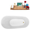 63" Streamline N460-IN-BBR Bathtub and Tray With Drain, Brushed Brass