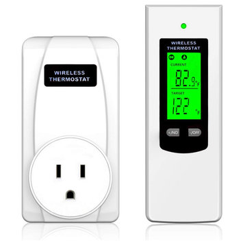 Programmable Wireless Plug in Thermostat Outlet, Electric Thermostat Controlled, White