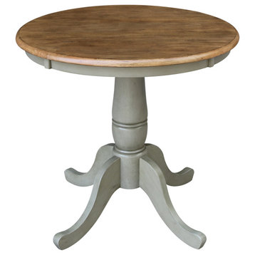 Round Top Pedestal Table, Distressed Hickory/Stone, 30" Round