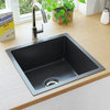 vidaXL Kitchen Sink Undermount Sink with Strainer Stainless Steel Sink Square, Black, 17.3" X 17.3" X 7.9"
