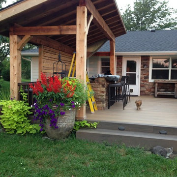 Basehor Rustic Deck, Bar and Cedar Awnings Renovation
