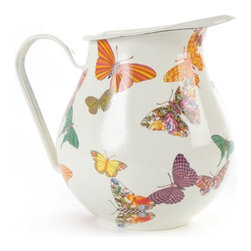 Butterfly Enamel Garden Pitcher - White | MacKenzie-Childs - Pitchers