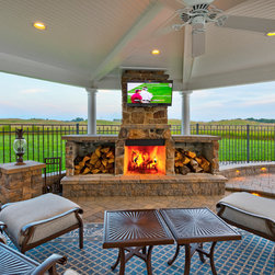 Outdoor Masonry Stone Fireplace - Outdoor Fireplaces