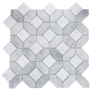 Mosaics Carrara and Bardiglio Marble Tile Hexagon Pattern, Dusk