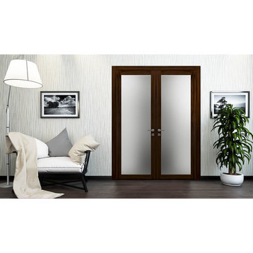 French Double Doors 60 x 80 Frosted Glass | Planum 2102 Chocolate Ash