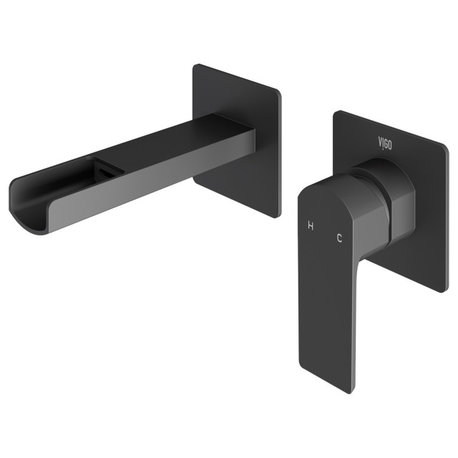 VIGO Atticus 5" H Single Handle Wall Mount Bathroom Faucet, Matte Black