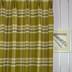 Paroo Cotton Blend Large Plaid Double Pinch Pleat Curtains & Drapes Heading Styl - Curtains
