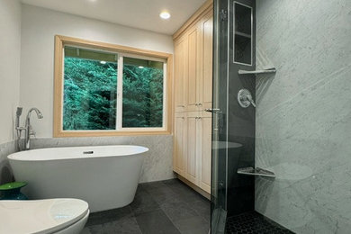 Inspiration for a modern bathroom remodel in Portland
