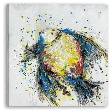 "Graceh Abstract Fish" Hand Painted Art On Gallery Wrap Canvas