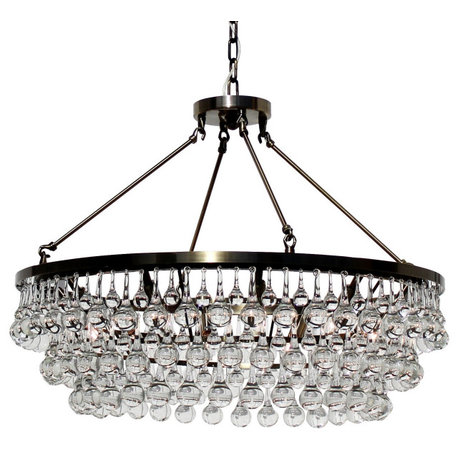 Lightupmyhome Celeste 32" Glass Drop Chandelier, Hanging or Flush Mount, Antique