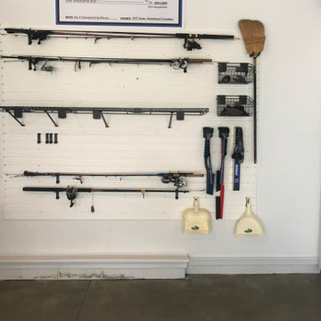 Garage with Cabinets & Slat Wall