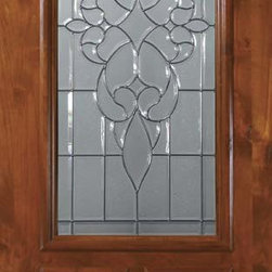 Slab Front Single Door 96 Alder Courtlandt 2 Panel 2/3 Lite Glass - Front Doors