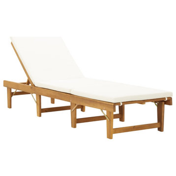 Vidaxl Folding Sun Lounger With Cushion Solid Acacia Wood