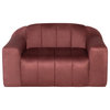Coraline Occasional Chair, Microsuede Modern Fabric Armchair, Chianti