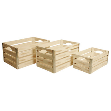 Set Of 3 Mediumium Whitewash Wood Crates