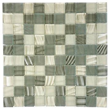 New Era 1 in x 1 in Glass Square Mosaic in Glossy Khaki