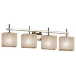 Justice Design Group - Fusion Union 4-Light Bath Bar, Rectangle, Brushed Nickel, Weave Shade - Fusion - Union 4-Light Bath Bar - Rectangle - Brushed Nickel Finish - Weave Shade - LED